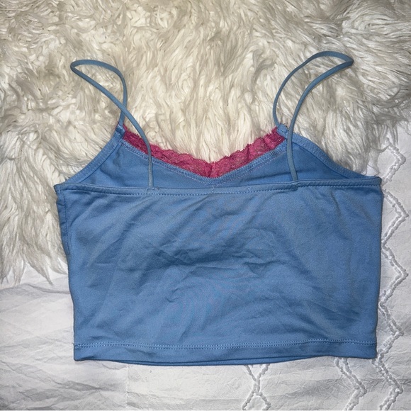 rue21 | Lace Trim Crop Tank Top Cami Bandeau V Neck Spaghetti Straps Y2K 90s - Picture 7 of 11